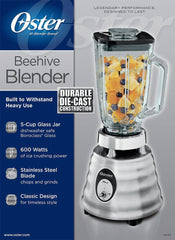 Oster 4093-008 5-Cup Glass Jar 2-Speed Beehive Blender, Brushed Stainless