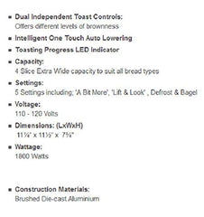 Breville BTA840XL Die-Cast 4-Slice Smart Toaster