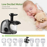 Juicer, Jocuu Slow Masticating Juicer Machines Easy to Clean, Soft/Hard Two Speed Quiet Motor Reverse Function Anti-clogging, Cold Press Juice Extractor with Brush & Recipes