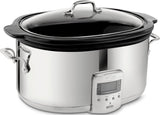 All-Clad SD700450 Programmable Oval-Shaped Slow Cooker with Black Ceramic Insert and Glass Lid, 6.5-Quart, Silver