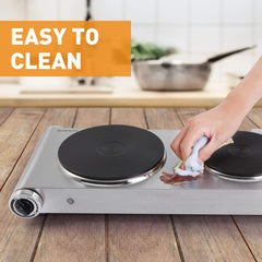 SUNAVO Hot Plates for Cooking Electric Double Burner, 1800W Portable Burner Electric Stainless Steel