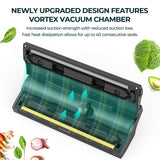 KOIOS Vacuum Sealer Machine, 80Kpa Automatic Food Sealer for Food Savers w/Starter Kit, Dry & Moist Modes, With Up To 40 Consecutive Seals, Compact Design (Black)