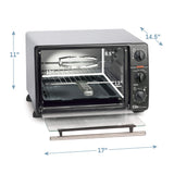 Elite Cuisine ERO-2008N Countertop Toaster Oven, 60-Min Timer with Stay-On Function Rotisserie, Bake, Grill, Broil, Roast, Toast, Keep Warm, 23L Capacity, 23 L, Black