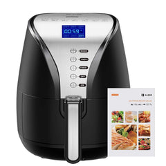 Habor Hot Air Fryer, 4QT(3.8L) Oilless Digital Air Fryer Oven Larger Oilless Cooker, Auto Off, Nonstick Basket, Dishwasher Safe, LCD Screen & Convenient Buttons, BPA Free, Cookbook Included, 1500W