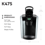Keurig K475 Single Serve K-Cup Pod Coffee Maker with 12oz Brew Size, Strength Control, and temperature control, Programmable, Black