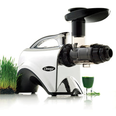 Omega NC900HDC Juicer Extractor and Nutrition Center Creates Fruit Vegetable and Wheatgrass Juice Quiet Motor Slow Masticating Dual-Stage Extraction with Adjustable Settings, 150-Watt, Metallic