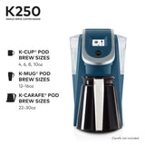 Keurig K250 Single Serve, K-Cup Pod Coffee Maker with Strength Control, Peacock Blue