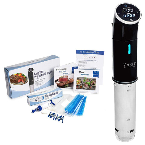 Yedi Total Package Sous Vide Cooker, Deluxe Accessory Kit, Recipe Book, 1000 Watts, 2Yr Warranty