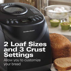 Hamilton Beach 29882 2 lb Non-Stick Bread Maker Programmable and Dishwasher Safe, Includes 2 Kneading Paddles, Black