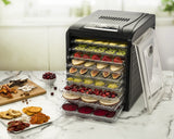 Gourmia GFD1950 Premium Countertop Food Dehydrator 9 Drying Shelves Digital Thermostat Preset Temperature Settings Airflow Circulation Countdown Timer Free Recipe Book Included 110V