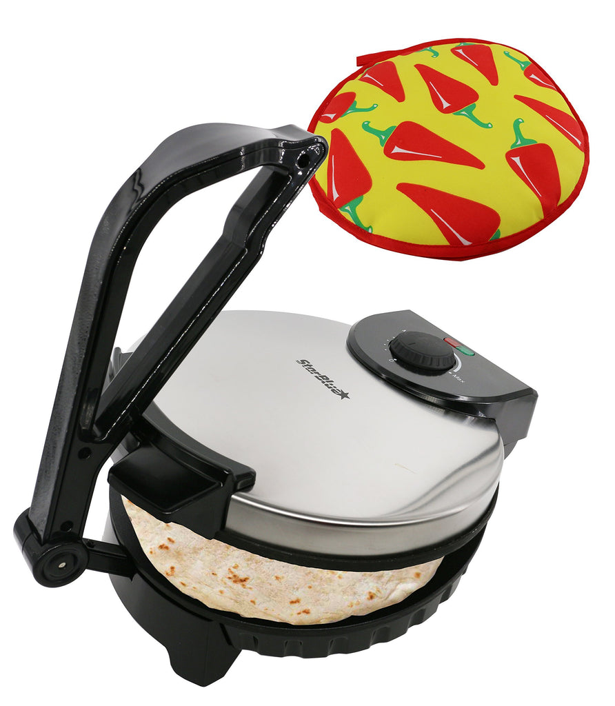 10inch Roti Maker by StarBlue with FREE Roti Warmer - The automatic Stainless Steel Non-Stick Electric machine to make Indian style Chapati, Tortilla, Roti AC 110V 50/60Hz 1200W