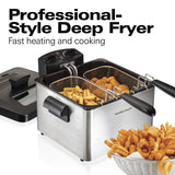 Hamilton Beach Triple Basket Electric Deep Fryer Professional-Style, 12 Cup Food Capacity, 4.5 Liters, 1800 Watts, Stainless Steel (35034),
